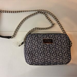 Guess Monogram Blue and White Crossbody Bag